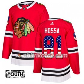 Chicago Blackhawks Trikot Marian Hossa 81 Adidas 2017-2018 Rot USA Flag Fashion Authentic - Kinder